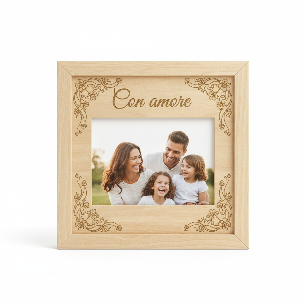 Cornice foto in legno personalizzata laser