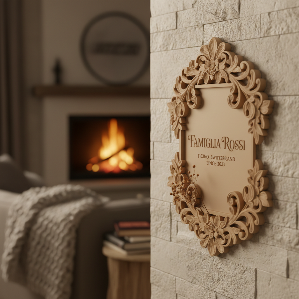 Targa decorativa personalizzata 3D in PLA alta qualità, artigianale su misura.